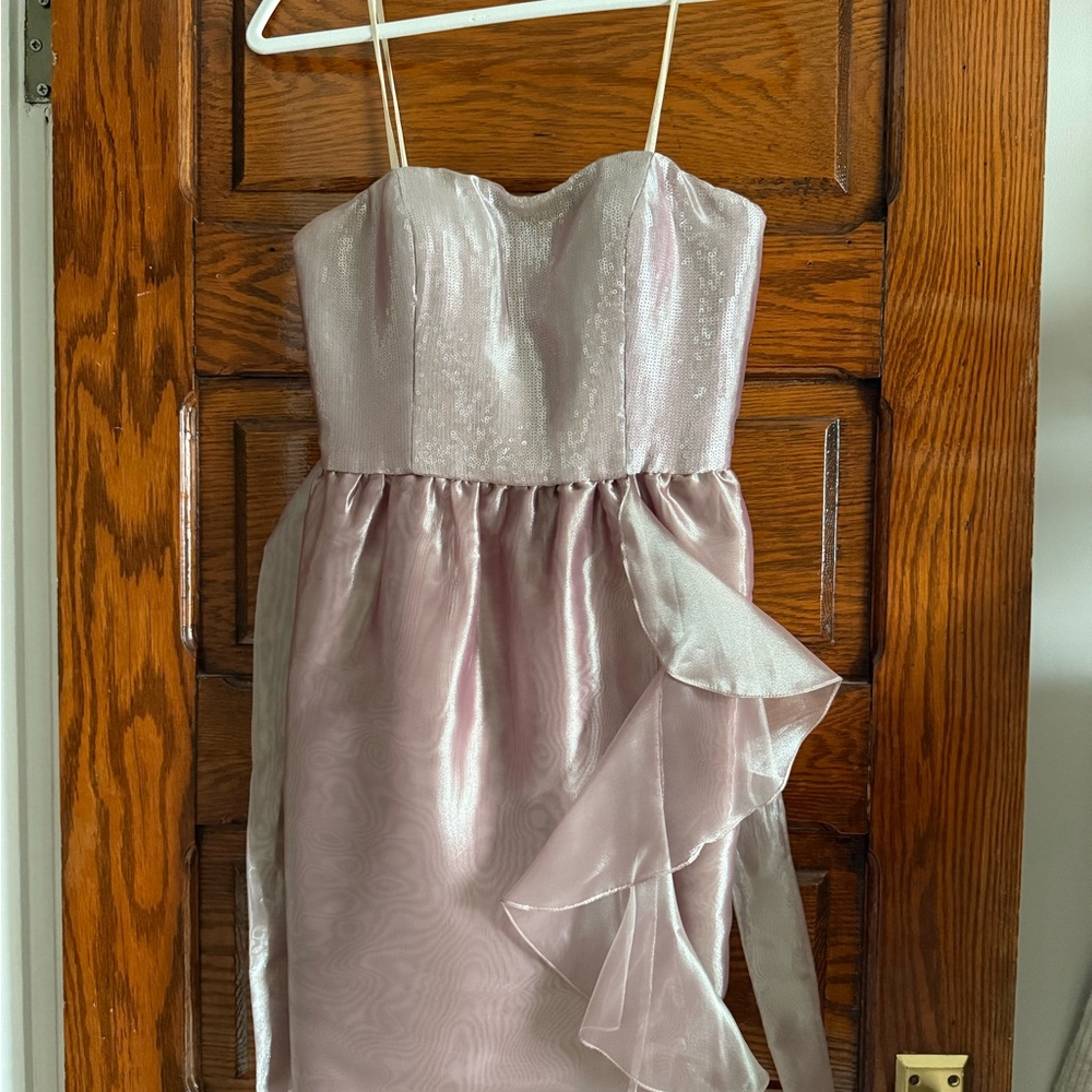 Elegant Pink Petite Evening Dress with tie waist